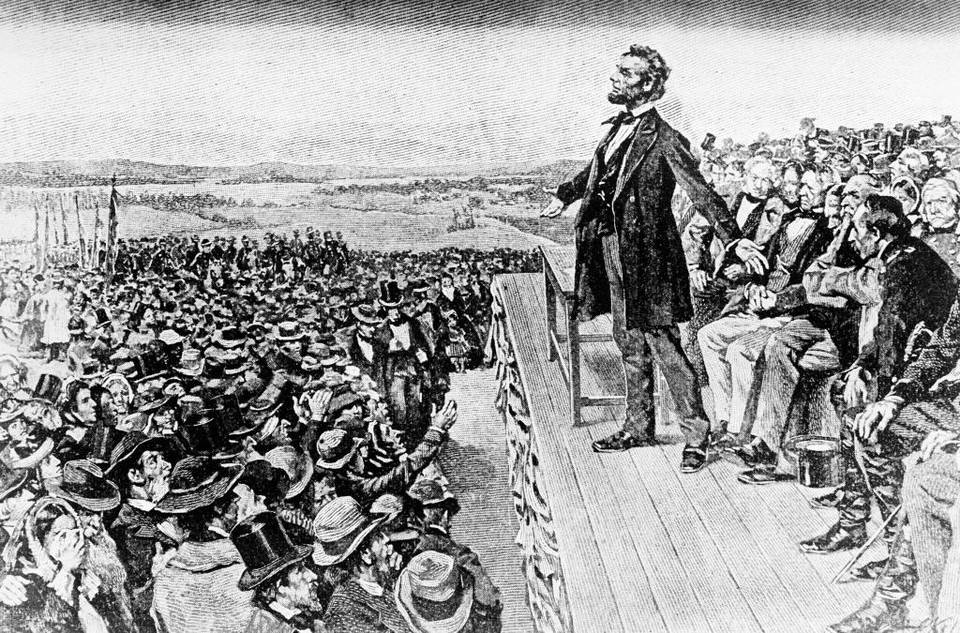 This undated illustration depicts President Abraham Lincoln making his Gettysburg Address. AP